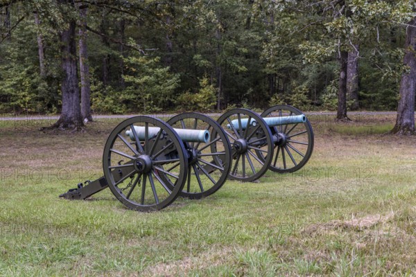 Cannons on the battlefield at the Shiloh National Military Park in Pittsburg Landing, Tennessee