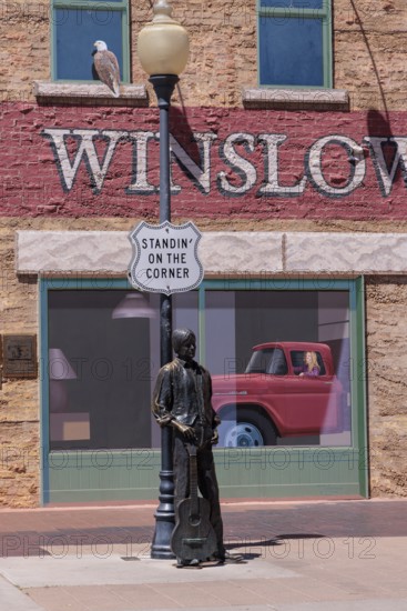 Statue of Glen Frey Standin' on a Corner in Winslow Arizona as sung in the classic Glenn Frey and Jackson Browne song