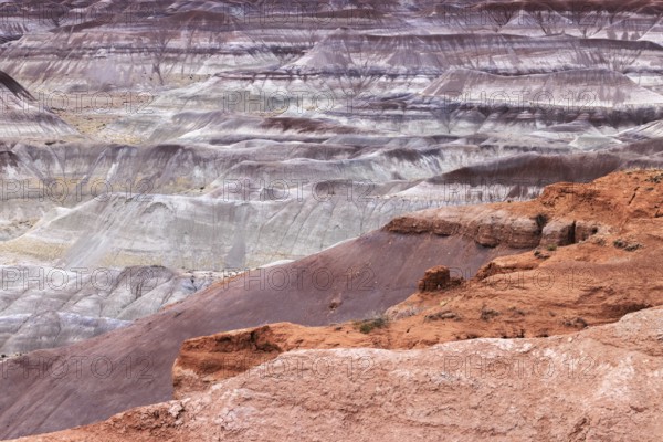 Colorful deposits of the Chinle Formation exposed at Little Painted Desert County Park near Winslow, Arizona