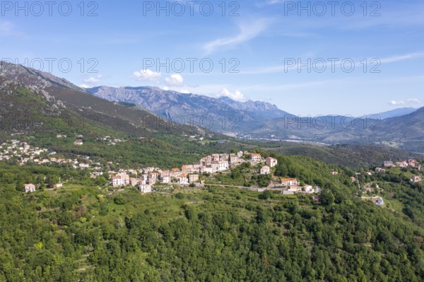 Typical mountain village, Riventosa, Corsica, France