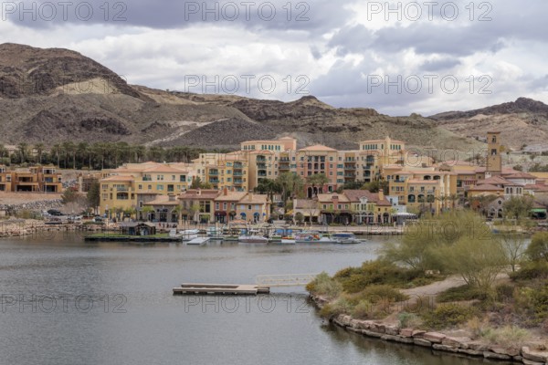 The Village at Lake Las Vegas offers shopping, dining, watercraft rentals and hosts local events in Henderson, Nevada, USA