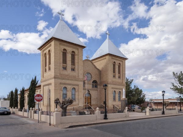 Basilica of San Albino is a Roman Catholic church built of fired brick across from Mesilla Plaza in Mesilla, New Mexico