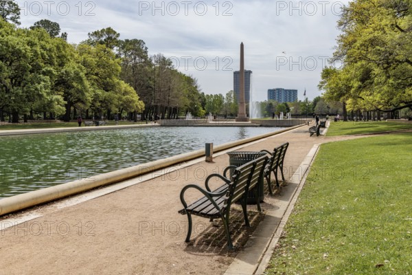 Mary Gibbs and Jesse H. Jones Reflection Pool at Hermann Park in downtown Houston, Texas