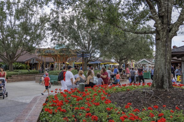 Marketplace Carosel merry-go-round ride in Disney Springs at Disney World in Orlando, Florida, USA