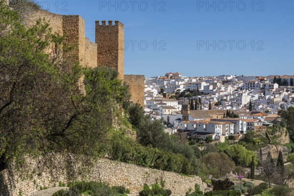 Tower and city wall, early spring, Ronda, Andalusia, Spain