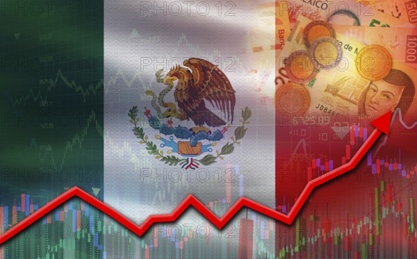 Mexico economic growth on financial graph. Mexico financial growth on market graph