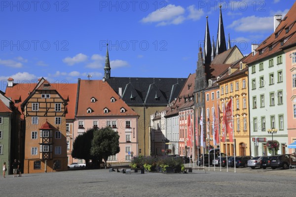 Market square with Stöckl, town hall and St Nicholas, Cheb, Eger, Egerland, Bohemia, Czech Republic, Czech Republic