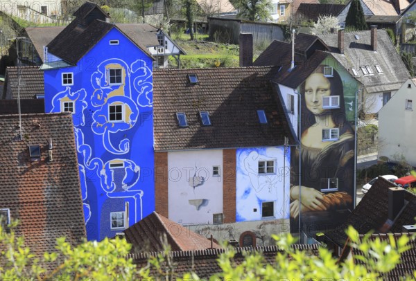Blue Tower or House of Ideas, residential building with museum and artist's studio, artist Thomas Brix, Hollfeld, Bayreuth district, Upper Franconia, Bavaria, Germany