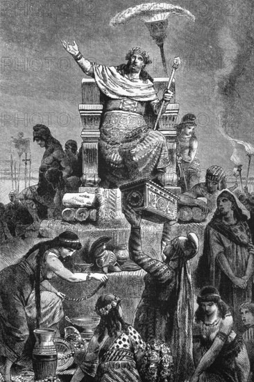 The end of Greek civilisation, Croesus on his funeral pyre after his defeat in Turkey against the Persians in 547 BC, Croesus or Kroisos, born around 590 BC, died around 541 BC or later) was the last king of Lydia in Asia Minor, digital reproduction of a historical model