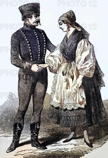 National costumes of the Austro-Hungarian monarchy of the 19th century, Austria, digital reproduction of a historical model