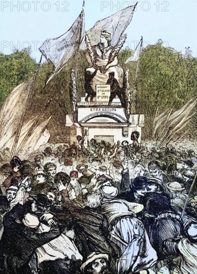 The statue of the city of Strasbourg around 1850, Paris, France, digital reproduction of a historical model