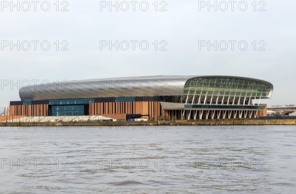 Everton Stadium new ground for Everton Football Club, Bramley-Moore Dock, Vauxhall, Liverpool, England, UK from River Mersey