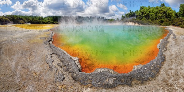 Champagne Pool, hot spring glowing in multiple colors, Waiotapu, Rotoua, Waikato Region, New Zealand