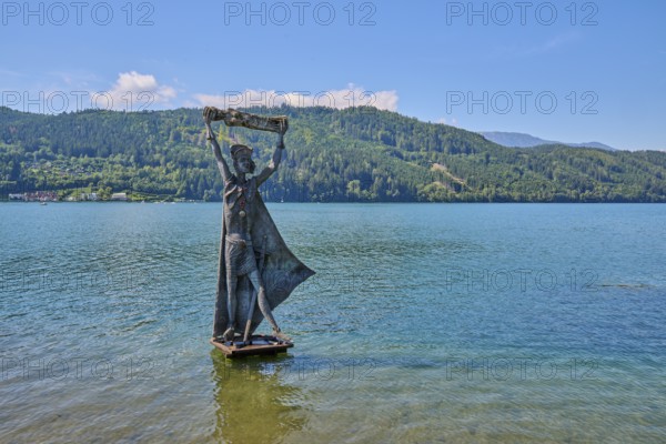 Statue, Saint, Domitian, Religious, Lake Millstatt, Millstatt, Carinthia, Austria