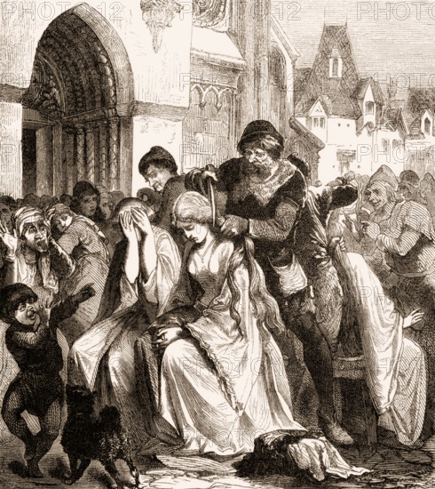 Forced hair cut to women having sex with Catholic priests, 11th century