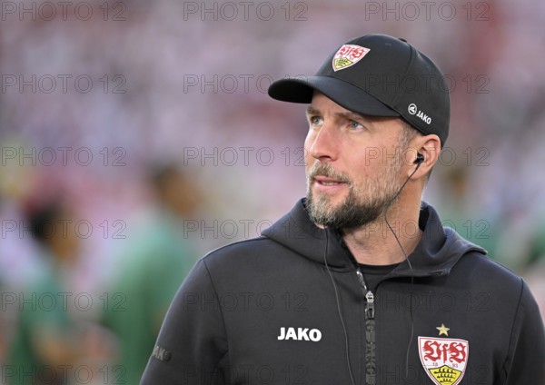 Coach Sebastian Hoeneß VfB Stuttgart Portrait View upwards MHPArena, MHP Arena Stuttgart, Baden-Württemberg, Germany