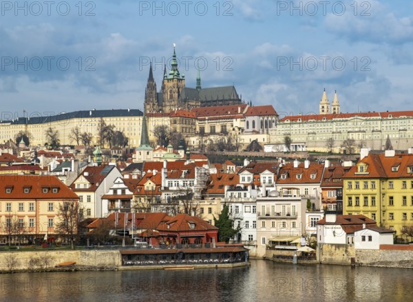 Prague Castle with Vltava River, Praha, Czech Republic