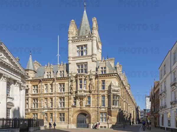 Tower of the Waterhouse Building, Gonville and Caius College, King's Parade, Cambridge, England, Great Britain