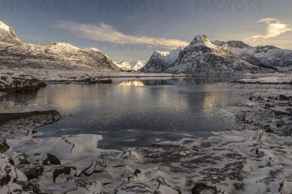 Bø near Flakstad, Flakstadpollen, Flakstadøya, Lofoten archipelago, Norway