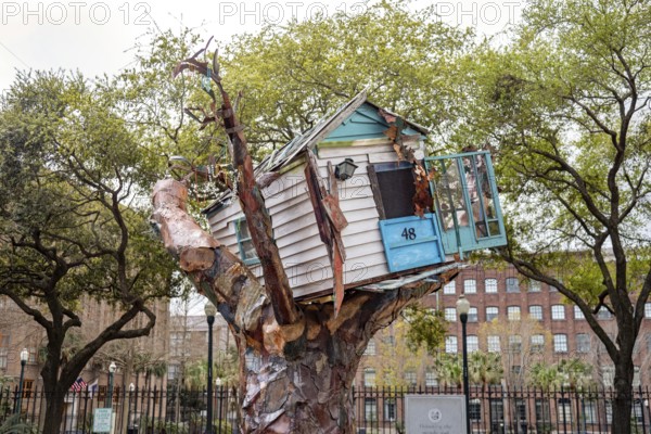 New Orleans, Louisiana - A Hurricane Katrina Memorial, by artist Sally Heller, across the street from the New Orleans convention center. The 2005 storm killed nearly 1400 people and flooded 80% of the city