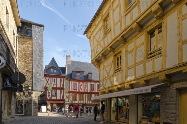 Rue Saint Salomon in the old town of Vannes in Brittany. Vannes, Morbihan, France