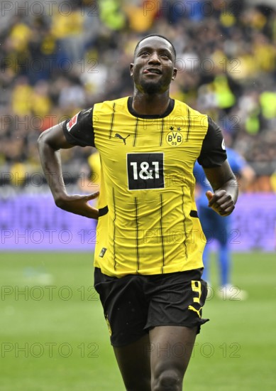 Goal celebration Serhou Guirassy Borussia Dortmund BVB (09) PreZero Arena, Sinsheim, Baden-Württemberg, Germany