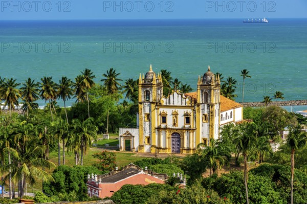 Historic church on the seafront in the historic city of Olinda in Pernambuco, Olinda, Pernambuco, Brazil
