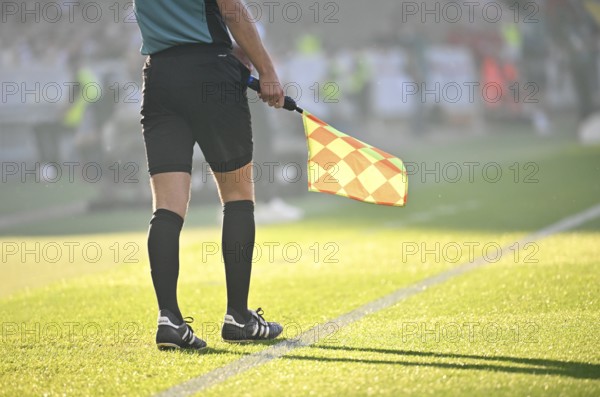 Detail, detail, linesman, referee, assistant flag, backlight, feature, atmospheric, MHPArena, MHP Arena Stuttgart, Baden-Württemberg, Germany