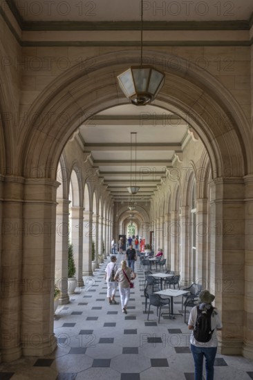 Kissingen Spa, Walkway in the Kursaal building, built 1834-38, Bad Kissingen, Lower Franconia, Bavaria, Germany