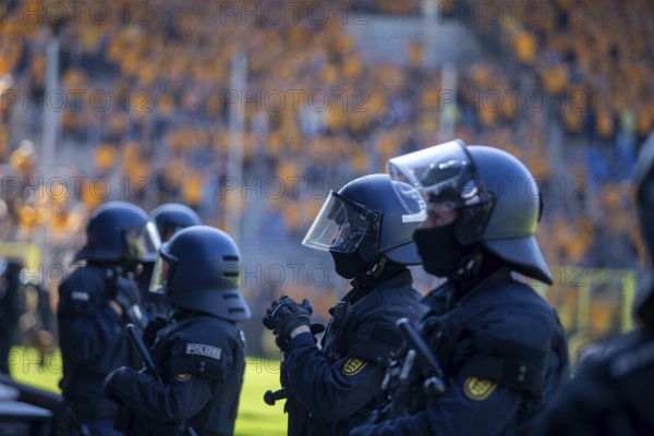 Football 3rd division, season 2024/25, matchday 37: Waldhof Mannheim vs Dynamo Dresden***Match interrupted and massive police presence. Fans of both teams threaten to storm the pitch