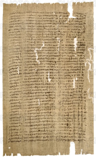 A facsimile of the papyrus with the Aristotelian Constitution of Athens, ca. 330 BC, Der Staat der Athener, vermutlich von Aristoteles, die Verfassung von Athen, um 330 v. Chr.