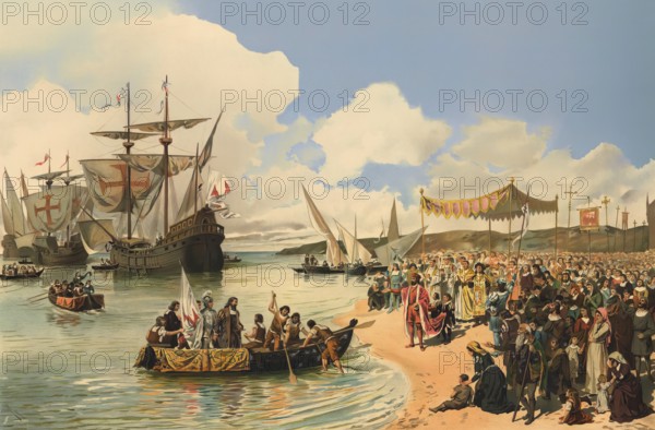 Vasco da Gama leaving the port of Lisbon, Portugal, 1497