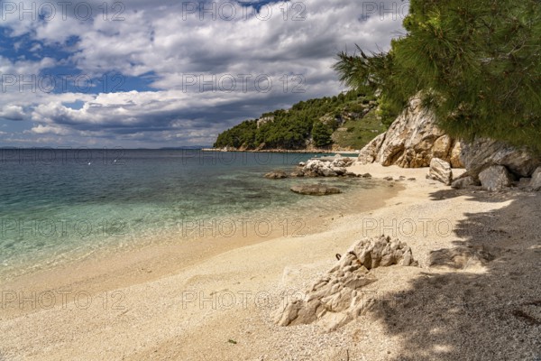 The Velika Plaza beach in Omis, Croatia