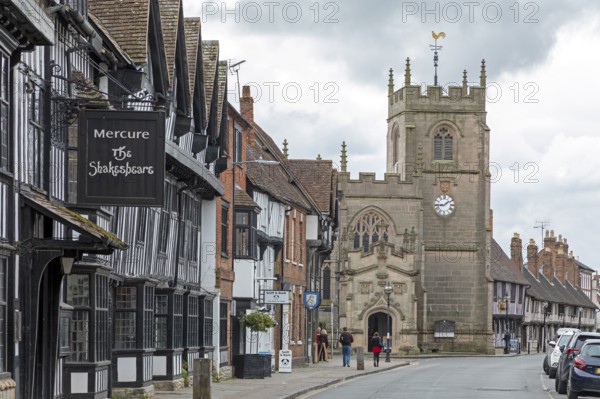 Half-timbered houses, Guild Chapel, Stratford-upon-Avon, England, Great Britain