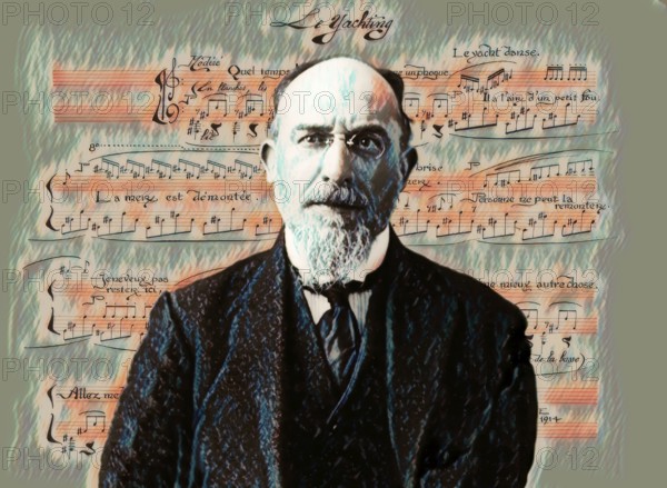 Erik Satie, 1866 – 1925, a French composer and pianist, sheet music from Sports & divertisements, Sports and Pastimes, Yachting, humoristic piano suite, 1914, an art and music project by Charles Martin and Erik Satie