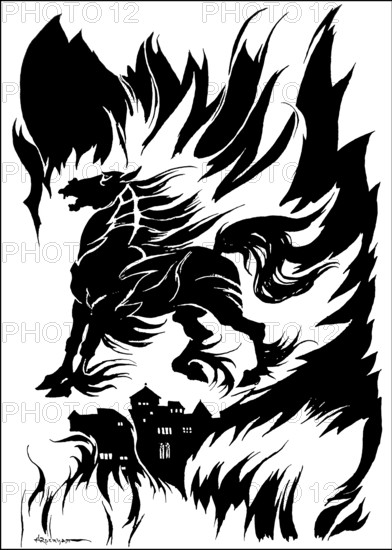 Metzengerstein by Edgar Allan Poe, illustration from Poe's Tales of Mystery & Imagination by Arthur Rackham, digitally edited