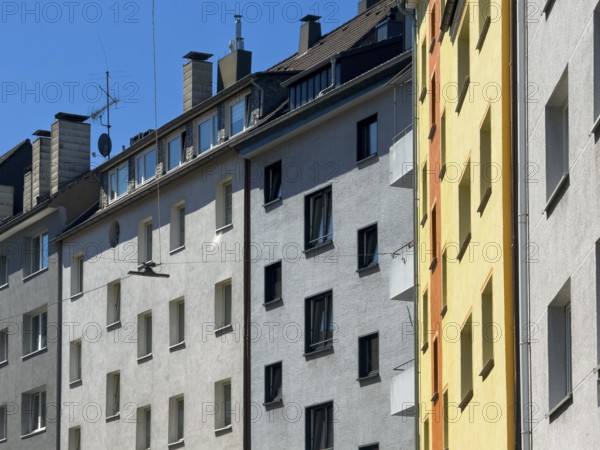 Street with several apartment blocks in Wuppertal, Germany