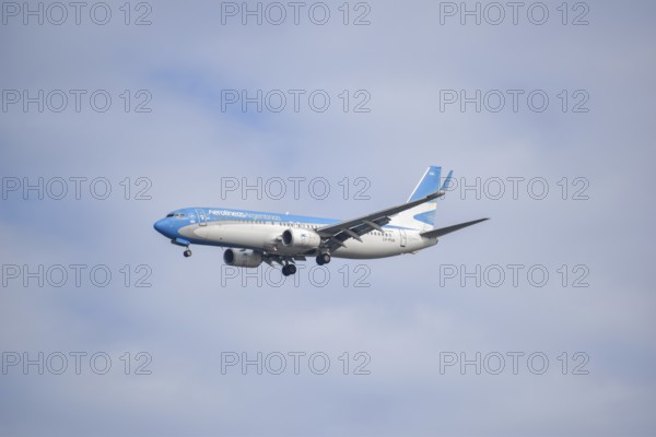 Boeing 737-800 aircraft of the airline Aerolineas Argentinas landing in Buenos Aires, Argentina