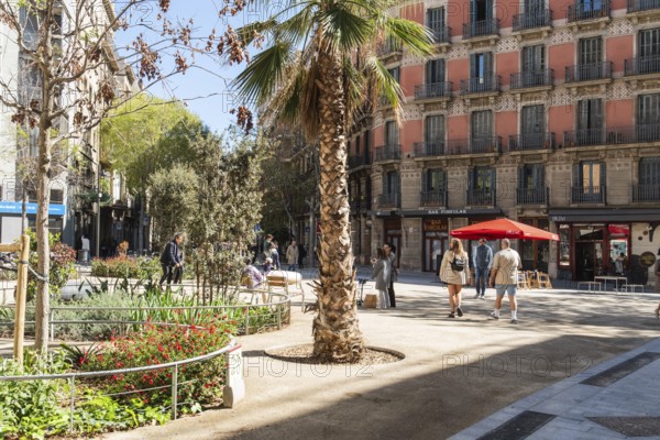 Superblock or Superilla in the Eixample neighbourhood, a highly restricted area of the city in Barcelona, Spain