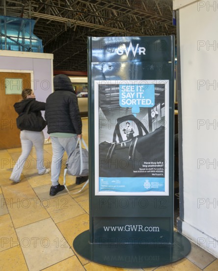 Transport Police See It, Say It, Sorted, security poster, Temple Meads railway station, Bristol, England, UK