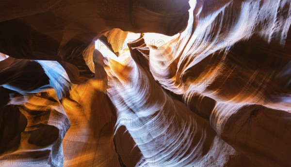 Sandstone formations, light, eroded rock in Slot Canyon, Upper Antelope Canyon, Page, Navajo Nation, Arizona, USA