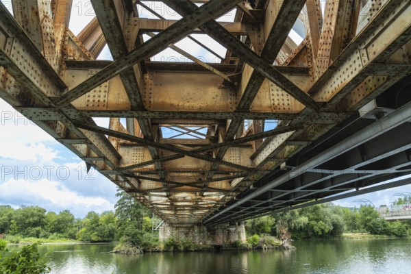 The old railway bridge being converted into the Fiesta Bridge over the Váh River, Capital of Culture 2026, Trencín, Slovakia