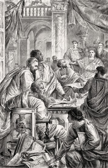 The First Council of Nicaea, by the Roman Emperor Constantine I in 325 AD