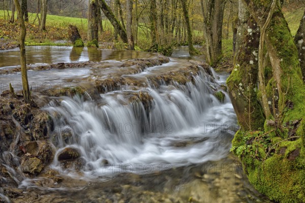 Tufa formations, stream in the Swabian Jura Biosphere Reserve, Baden-Württemberg, Germany