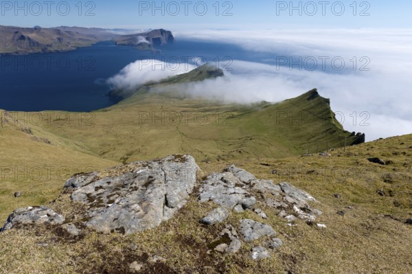 Bank of clouds Vagár and Mykines, Útoyggjar, Faroe Islands, Denmark