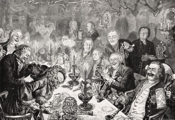 Frederick William I of Prussia and his Tabakskollegium association, Sanssouci Palace, Potsdam, Germany, 18th century