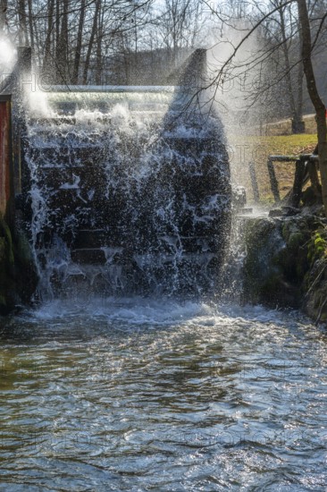 Old waterwheel on the Trubach, Egloffstein, Upper Franconia, Bavaria, Germany
