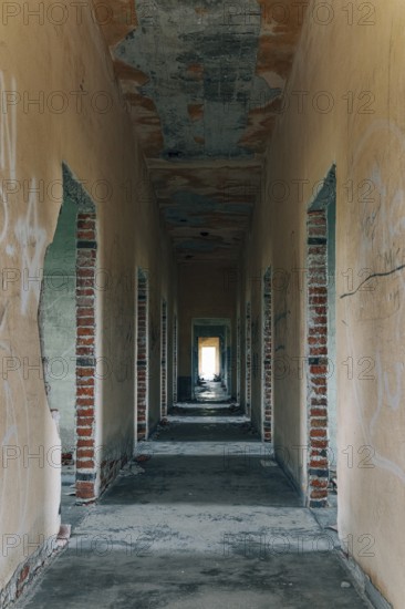 Hallway to office space, abandoned Swift factory, The Swift refrigerator in Puerto San Julián, Puerto San Julián, Santa Cruz Province, Argentina