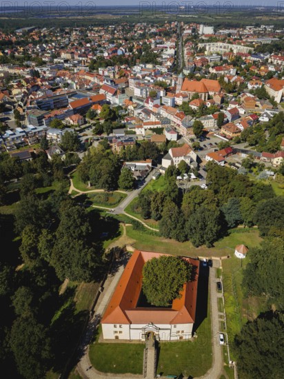Senftenberg is a town in the south of Brandenburg on the lake of the same name. Senftenberg Castle Park with fortress, Senftenberg, Brandenburg, Germany