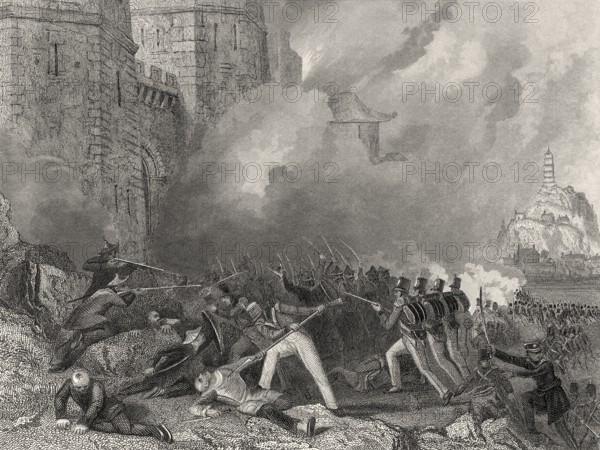 Britische Truppen erobern Chin-Keang-Foo, die Schlacht von Chinkiang, 1842, Erster Opiumkrieg